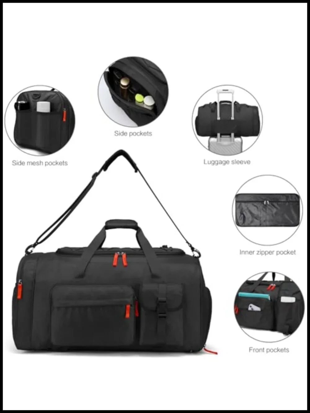70L Waterproof Travel Duffel Backpack with Shoes Compartment - Heavy Duty Gym